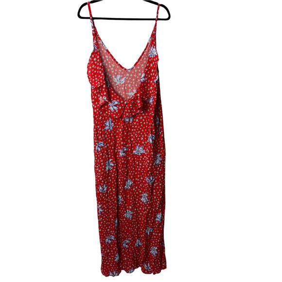 BEACH RIOT Mila Ruffle Maxi Dress Floral Red L - Picture 5 of 8